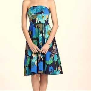 Vanessa Virginia Dress Women Size 6 Strapless Shadeflower Fit Flare Floral Blue